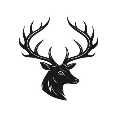 Geyik boynuzları siluet logo vektör çizgisi sanat logosu tasarımı