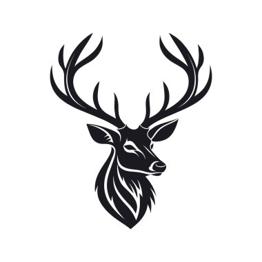 Geyik boynuzları siluet logo vektör çizgisi sanat logosu tasarımı