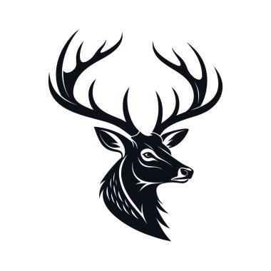 Geyik boynuzları siluet logo vektör çizgisi sanat logosu tasarımı