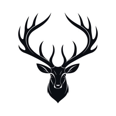 Geyik boynuzları siluet logo vektör çizgisi sanat logosu tasarımı