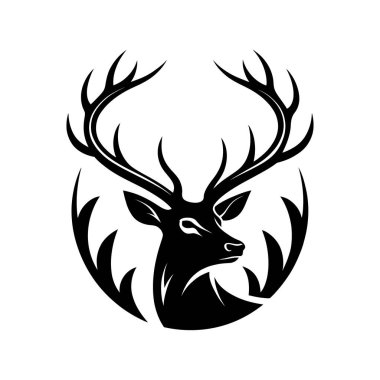 Geyik boynuzları siluet logo vektör çizgisi sanat logosu tasarımı