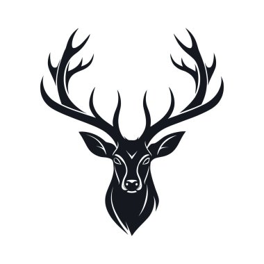 Geyik boynuzları siluet logo vektör çizgisi sanat logosu tasarımı