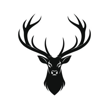 Geyik boynuzları siluet logo vektör çizgisi sanat logosu tasarımı