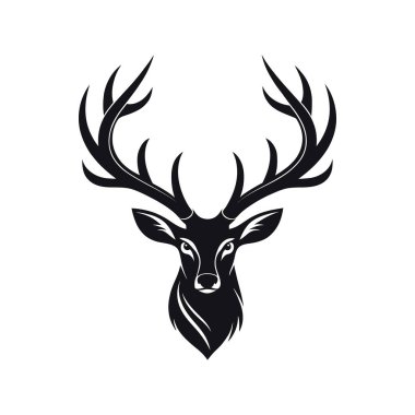 Geyik boynuzları siluet logo vektör çizgisi sanat logosu tasarımı