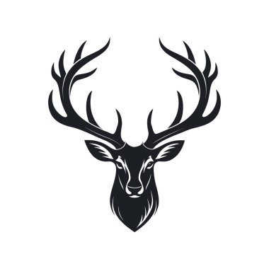 Geyik boynuzları siluet logo vektör çizgisi sanat logosu tasarımı