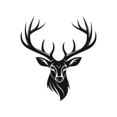 Geyik boynuzları siluet logo vektör çizgisi sanat logosu tasarımı