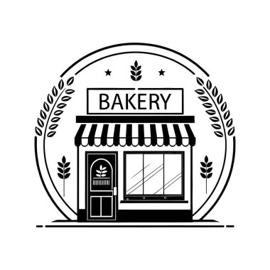 Fırın, fırın Merkezi siluet logo tasarım vektör çizgisi sanat logosu tasarımı