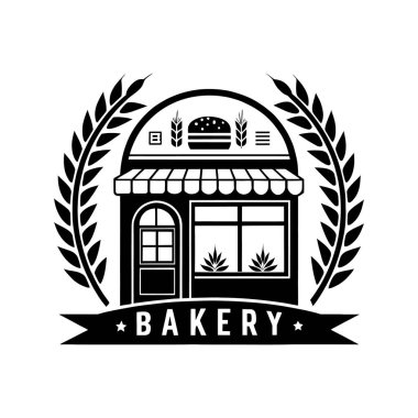 Fırın, fırın Merkezi siluet logo tasarım vektör çizgisi sanat logosu tasarımı