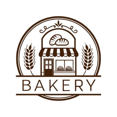 Fırın, fırın Merkezi siluet logo tasarım vektör çizgisi sanat logosu tasarımı