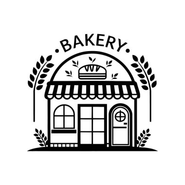 Fırın, fırın Merkezi siluet logo tasarım vektör çizgisi sanat logosu tasarımı