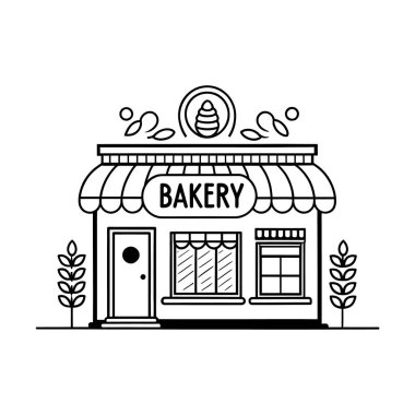 Fırın, fırın Merkezi siluet logo tasarım vektör çizgisi sanat logosu tasarımı