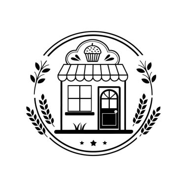 bakery,bakery Center silhouette logo design vector line art logo design