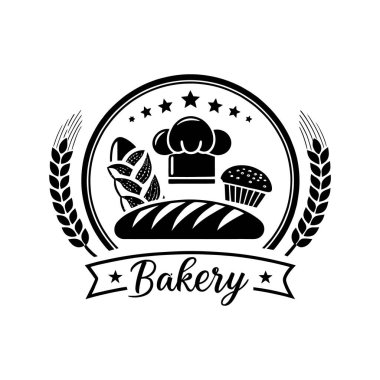 Fırın, fırın Merkezi siluet logo tasarım vektör çizgisi sanat logosu tasarımı