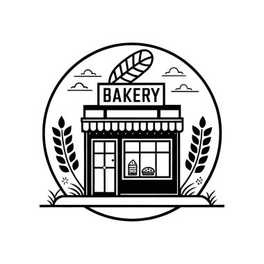 Fırın, fırın Merkezi siluet logo tasarım vektör çizgisi sanat logosu tasarımı