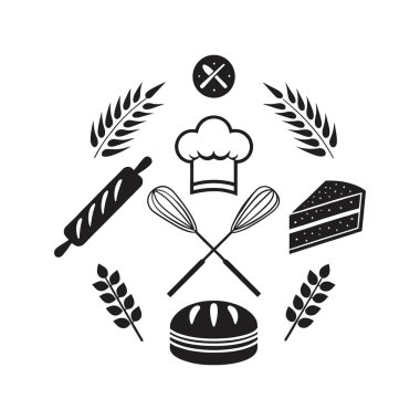 bakey shop logosu tasarımı siluet vektör çizgisi sanat logosu tasarımı