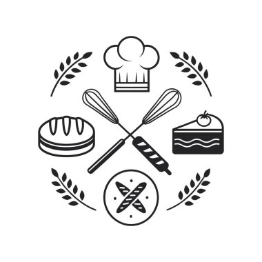 bakey shop logosu tasarımı siluet vektör çizgisi sanat logosu tasarımı