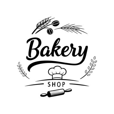 bakey shop logosu tasarımı siluet vektör çizgisi sanat logosu tasarımı