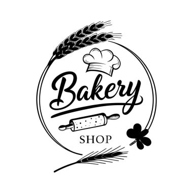 bakey shop logosu tasarımı siluet vektör çizgisi sanat logosu tasarımı