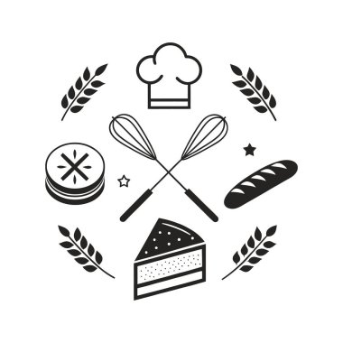 bakey shop logosu tasarımı siluet vektör çizgisi sanat logosu tasarımı