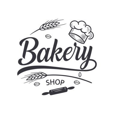 bakey shop logosu tasarımı siluet vektör çizgisi sanat logosu tasarımı