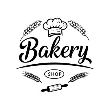 bakey shop logosu tasarımı siluet vektör çizgisi sanat logosu tasarımı