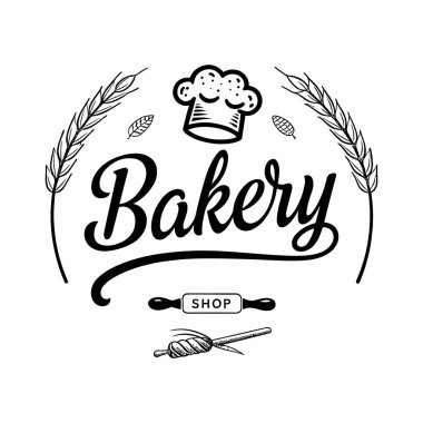 bakey shop logosu tasarımı siluet vektör çizgisi sanat logosu tasarımı