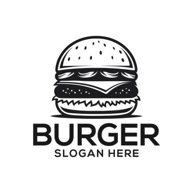 Hamburger logosu tasarımı siluet vektör çizgisi sanat logosu tasarımı
