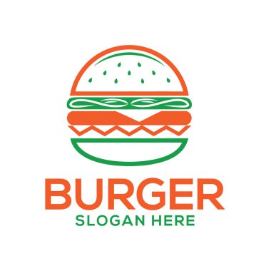 Hamburger logosu tasarımı siluet vektör çizgisi sanat logosu tasarımı