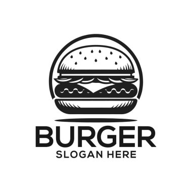 Hamburger logosu tasarımı siluet vektör çizgisi sanat logosu tasarımı