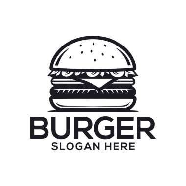 Hamburger logosu tasarımı siluet vektör çizgisi sanat logosu tasarımı