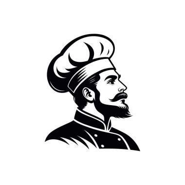 Şef logo tasarımı siluet vektör çizgisi sanat logosu tasarımı