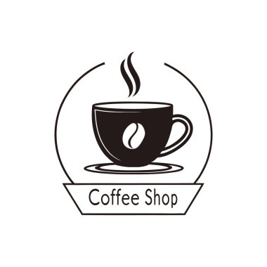 Kahve dükkanı logosu tasarımı siluet vektör çizgisi sanat logosu tasarımı