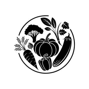 Sebze logosu siluet vektör çizgisi sanat logosu tasarımı