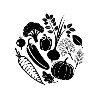 Sebze logosu siluet vektör çizgisi sanat logosu tasarımı