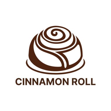 Tarçın rulosu logosu tasarımı siluet vektör çizgisi sanat logosu tasarımı