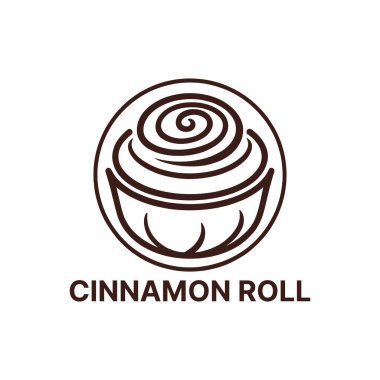 Tarçın rulosu logosu tasarımı siluet vektör çizgisi sanat logosu tasarımı