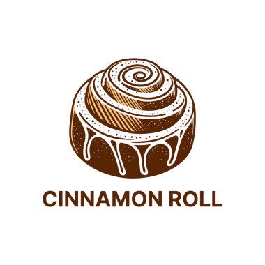 Tarçın rulosu logosu tasarımı siluet vektör çizgisi sanat logosu tasarımı