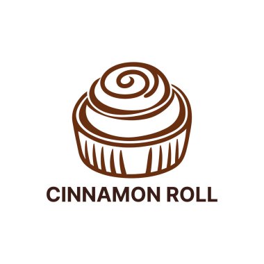 Tarçın rulosu logosu tasarımı siluet vektör çizgisi sanat logosu tasarımı