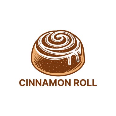 Tarçın rulosu logosu tasarımı siluet vektör çizgisi sanat logosu tasarımı