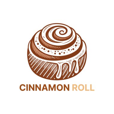 Tarçın rulosu logosu tasarımı siluet vektör çizgisi sanat logosu tasarımı