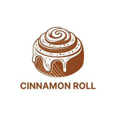 Tarçın rulosu logosu tasarımı siluet vektör çizgisi sanat logosu tasarımı