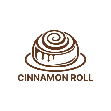 Tarçın rulosu logosu tasarımı siluet vektör çizgisi sanat logosu tasarımı