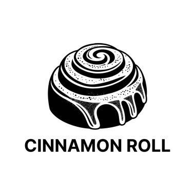 Tarçın rulosu logosu tasarımı siluet vektör çizgisi sanat logosu tasarımı