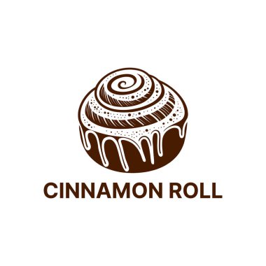 Tarçın rulosu logosu tasarımı siluet vektör çizgisi sanat logosu tasarımı