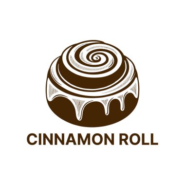 Tarçın rulosu logosu tasarımı siluet vektör çizgisi sanat logosu tasarımı