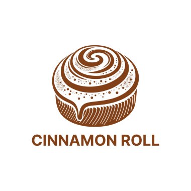 Tarçın rulosu logosu tasarımı siluet vektör çizgisi sanat logosu tasarımı