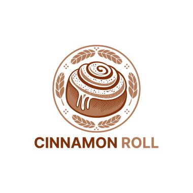 Tarçın rulosu logosu tasarımı siluet vektör çizgisi sanat logosu tasarımı