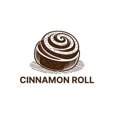 Tarçın rulosu logosu tasarımı siluet vektör çizgisi sanat logosu tasarımı