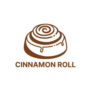 Tarçın rulosu logosu tasarımı siluet vektör çizgisi sanat logosu tasarımı