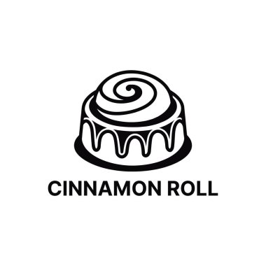 Tarçın rulosu logosu tasarımı siluet vektör çizgisi sanat logosu tasarımı